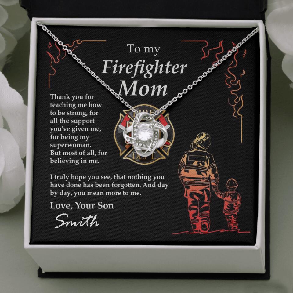 Personalized Firefighter Mom Necklace with Message Card 01
