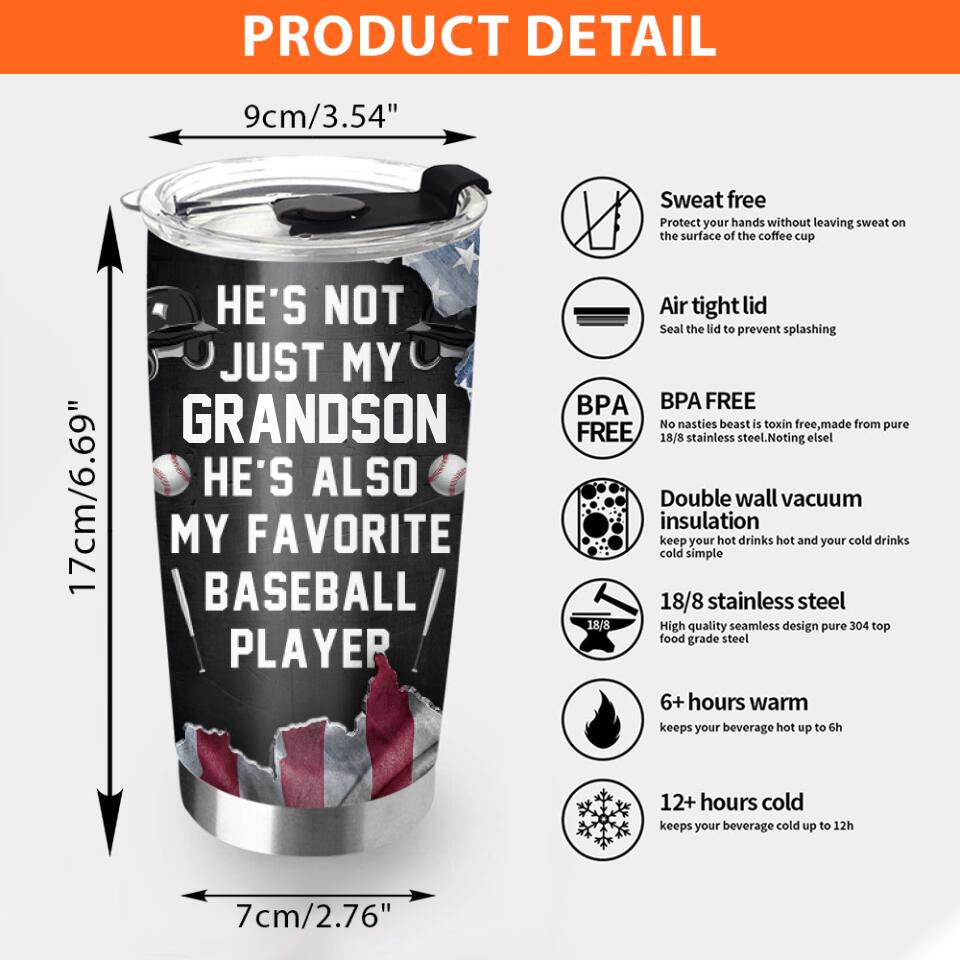 Personalized Baseball American Boy Tumbler 06