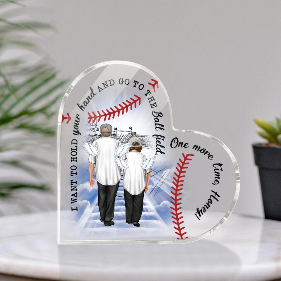 Personalized Baseball Couple Heart 2 Shaped Acrylic Plaque