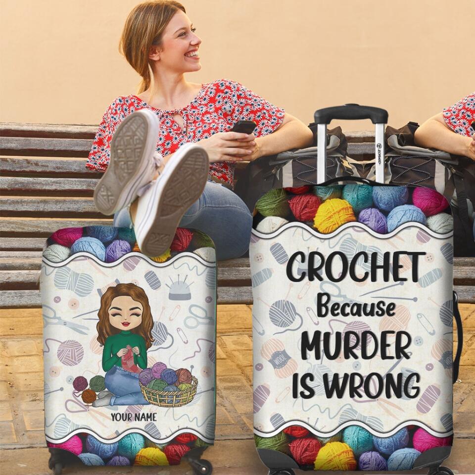 Personalized Crochet Luggage Cover