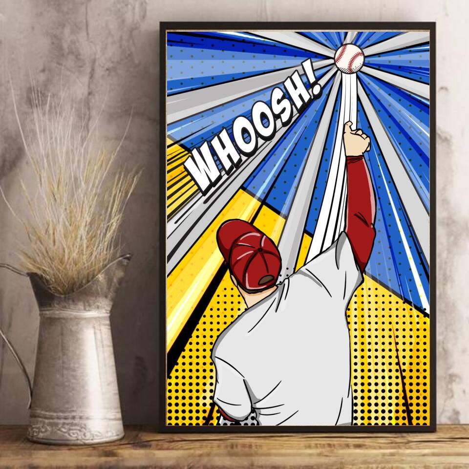 Baseball Player Throwing The Ball Retro Poster