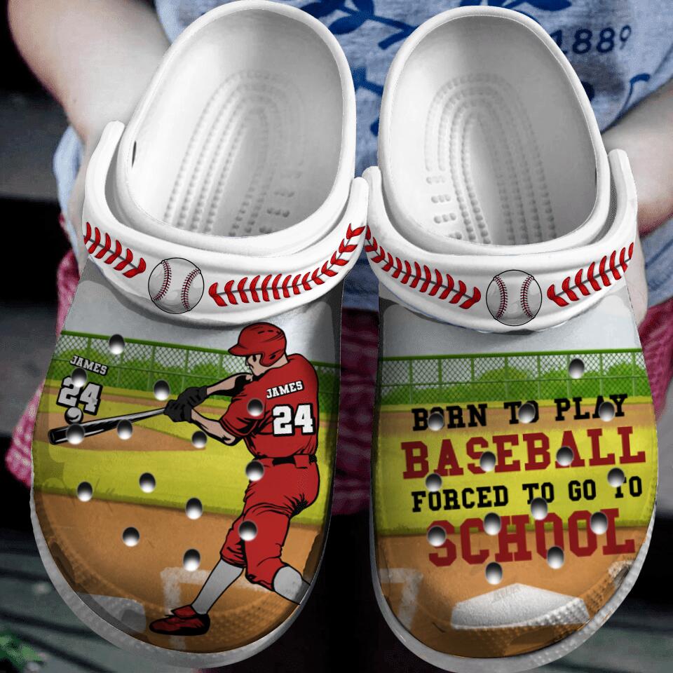 Baseball Born To Play Batter Swinging Personalized Classic Clogs