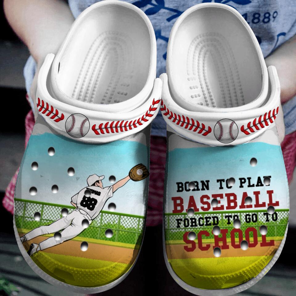 Baseball Born To Play Pitcher Catching Personalized Classic Clogs