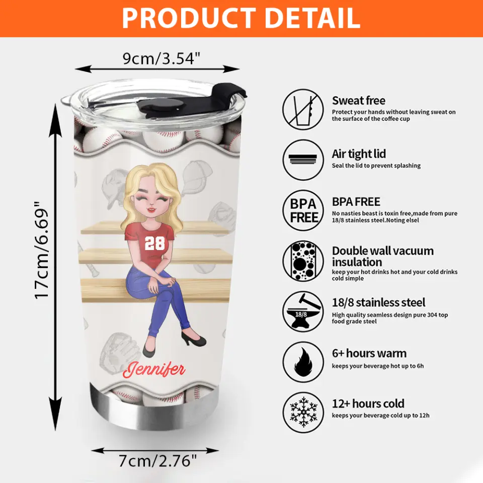 Personalized Baseball Mom Tumbler 01