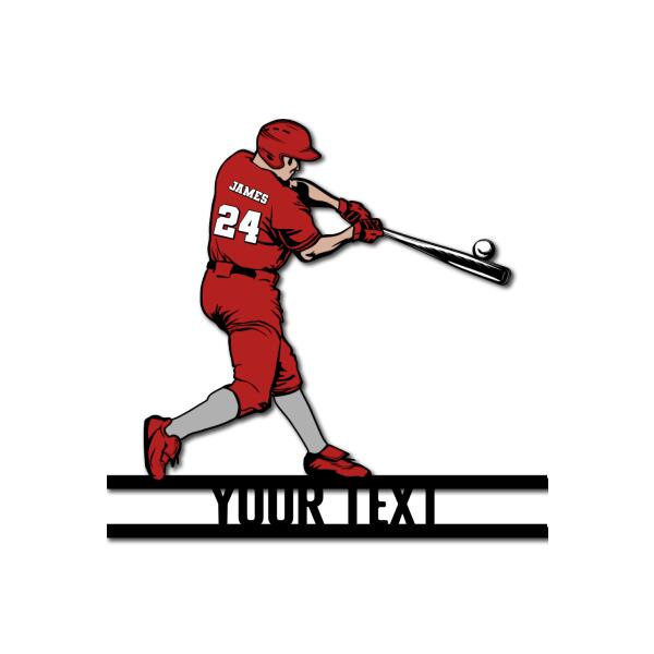 Personalized Baseball Batter Swing Shaped Metal Sign