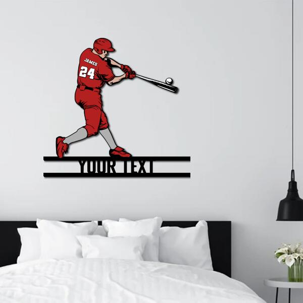 Personalized Baseball Batter Swing Shaped Metal Sign