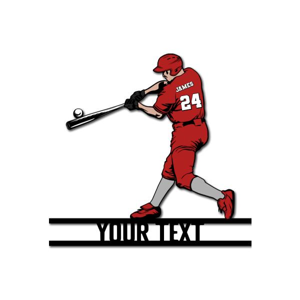 Personalized Baseball Batter Swing Shaped Metal Sign