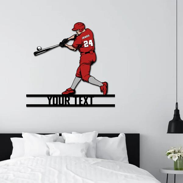 Personalized Baseball Batter Swing Shaped Metal Sign