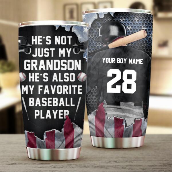 Personalized Baseball American Boy Tumbler