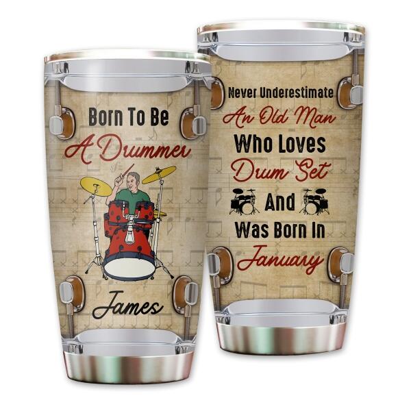 Personalized Born To Be A Drummer Tumbler