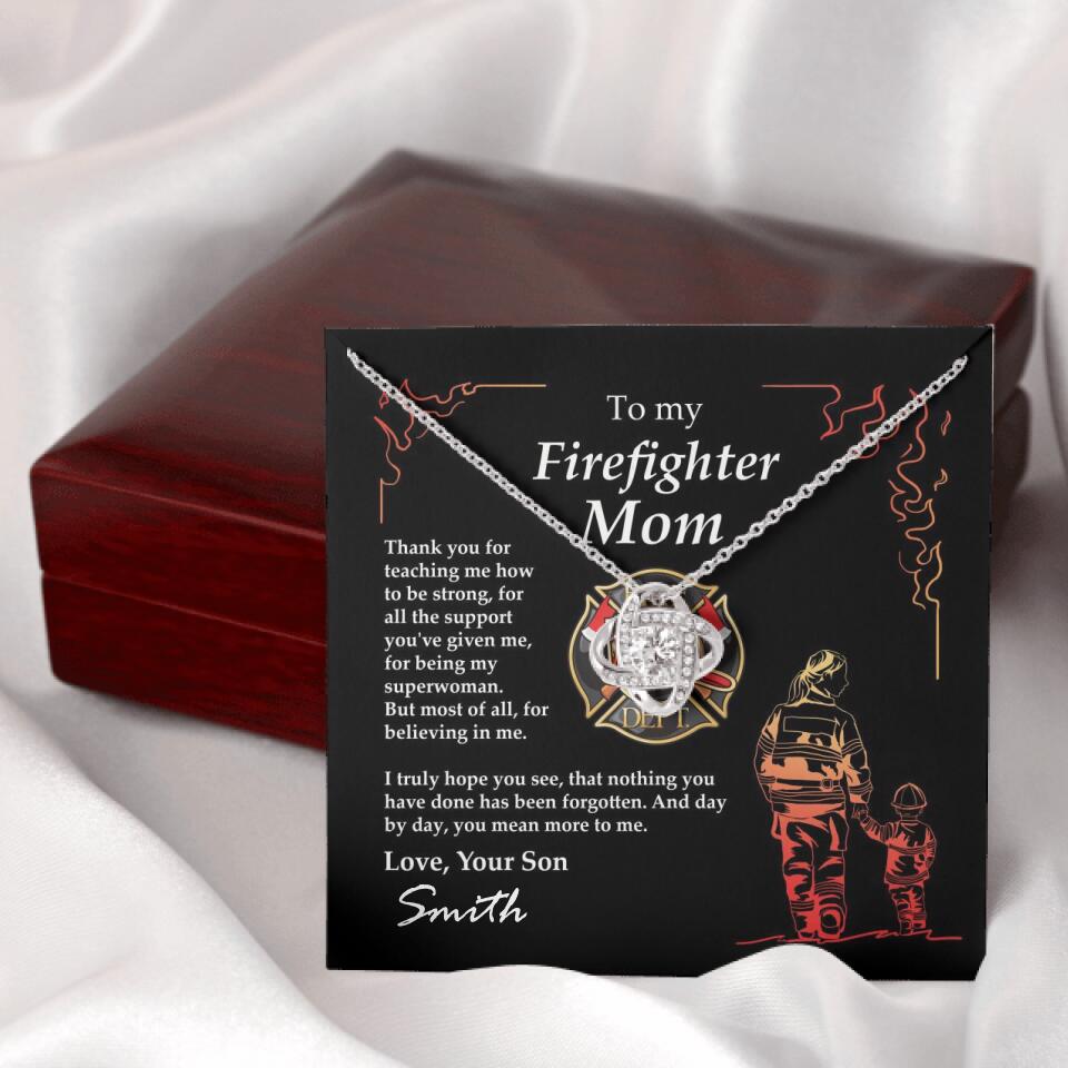 Personalized Firefighter Mom Necklace with Message Card 01
