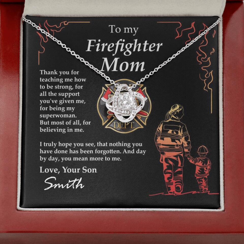 Personalized Firefighter Mom Necklace with Message Card 01