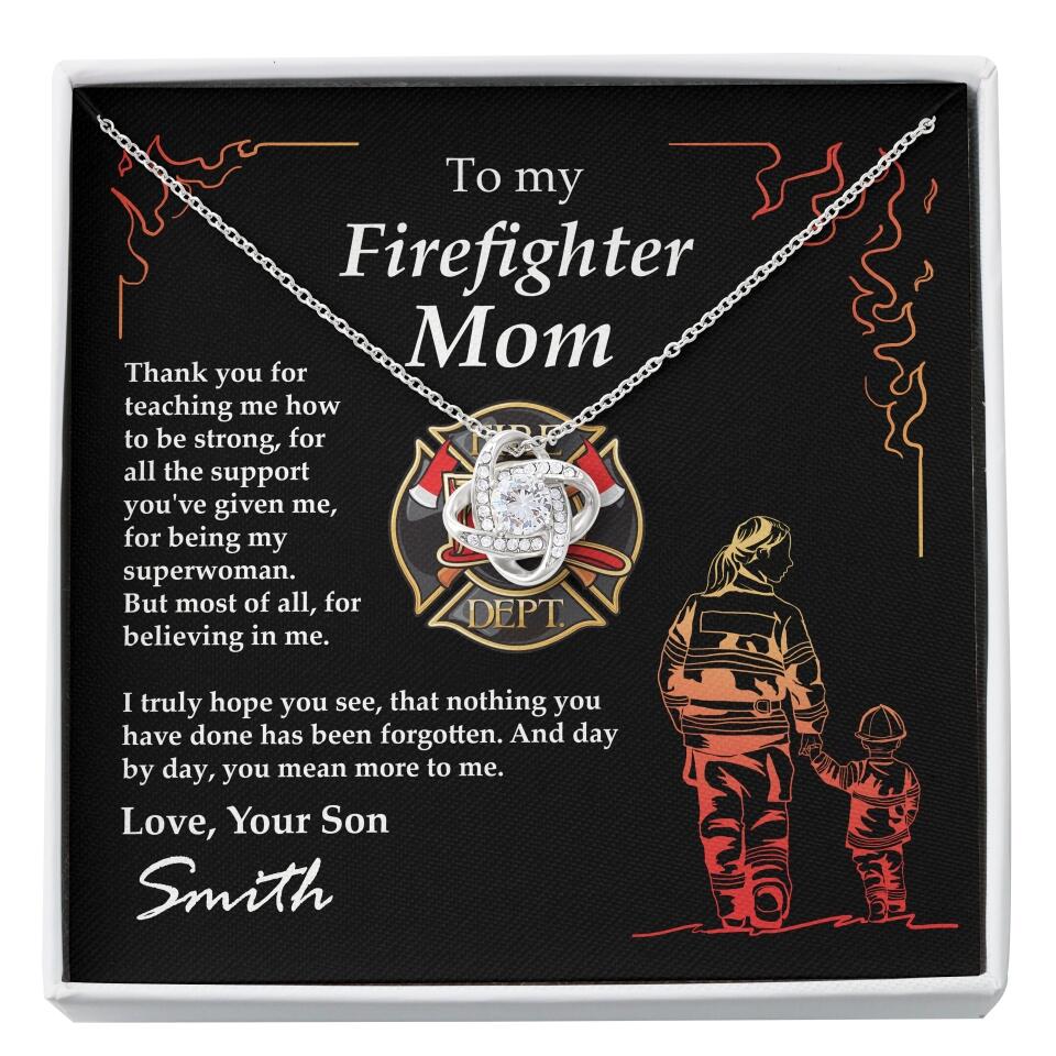 Personalized Firefighter Mom Necklace with Message Card 01