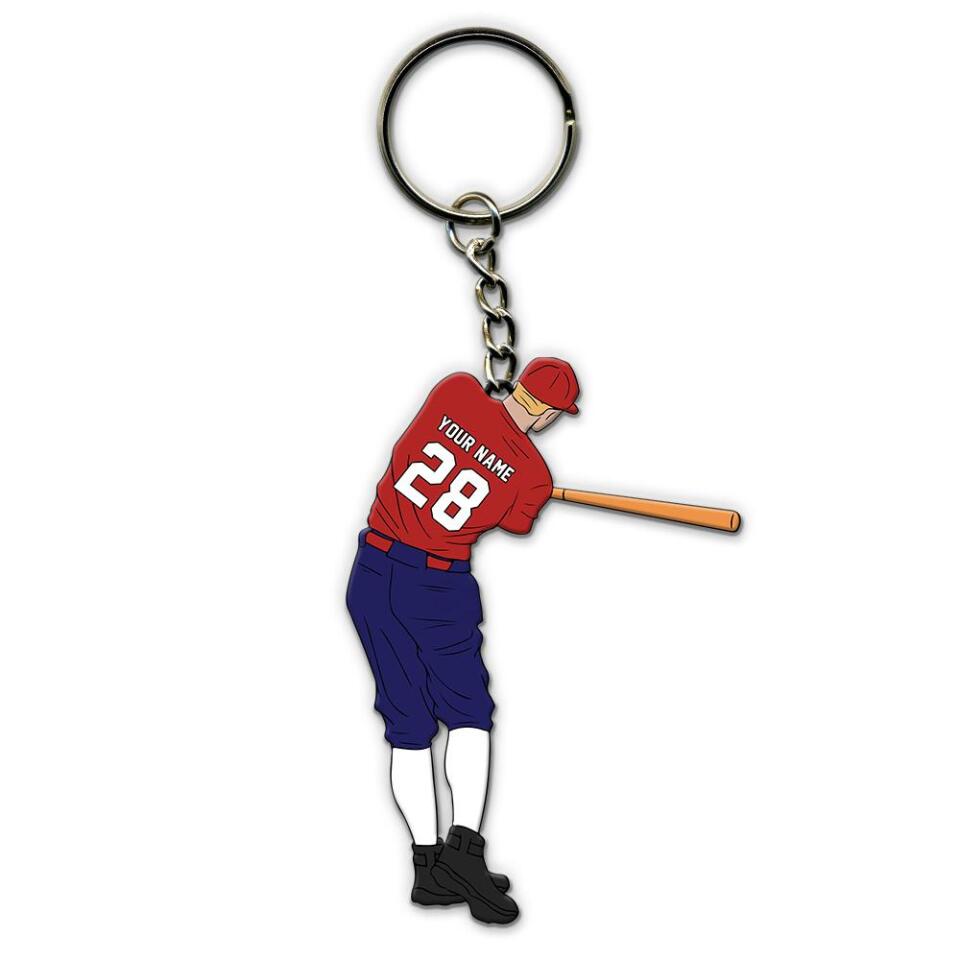 Baseball Keychain Hitter Boy Hitting 01 Personalized Sport Gift