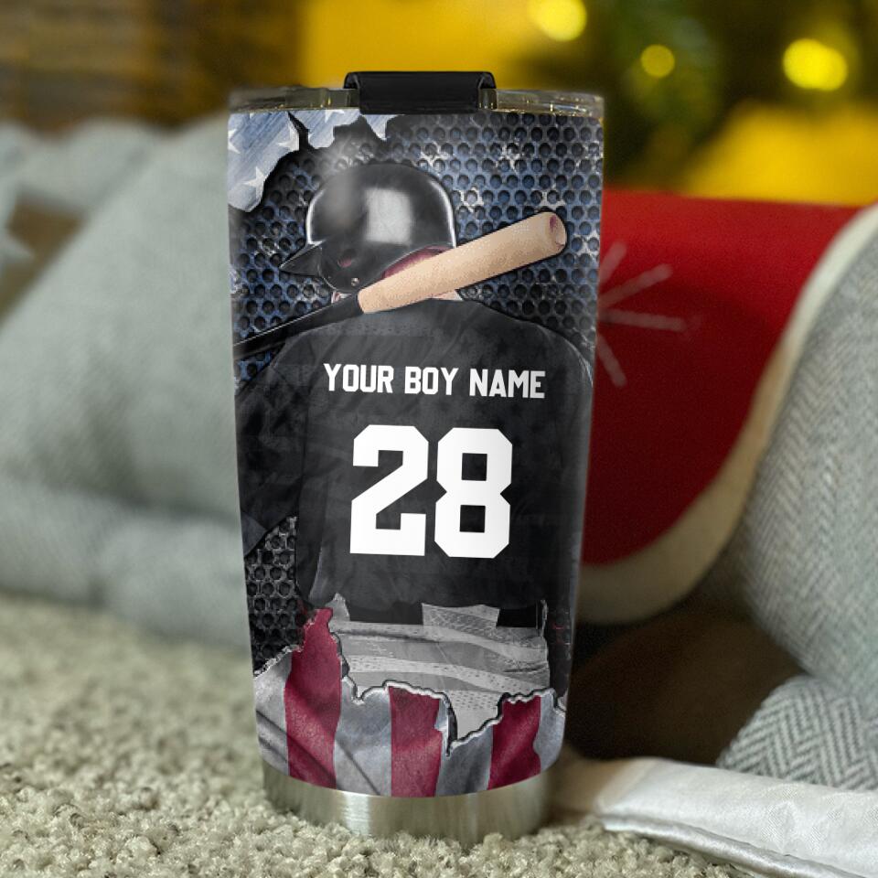 Personalized Baseball American Boy Tumbler 06