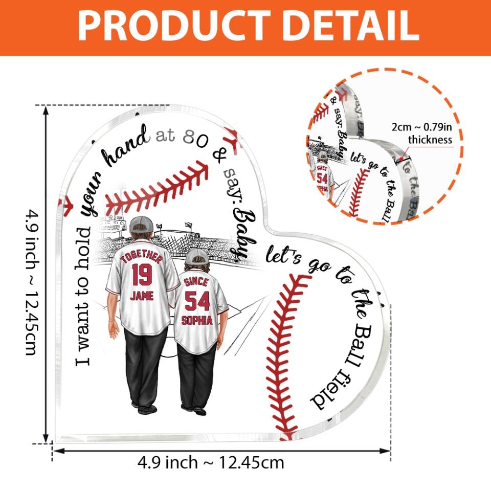 Personalized Baseball Couple Heart Shaped Acrylic Plaque