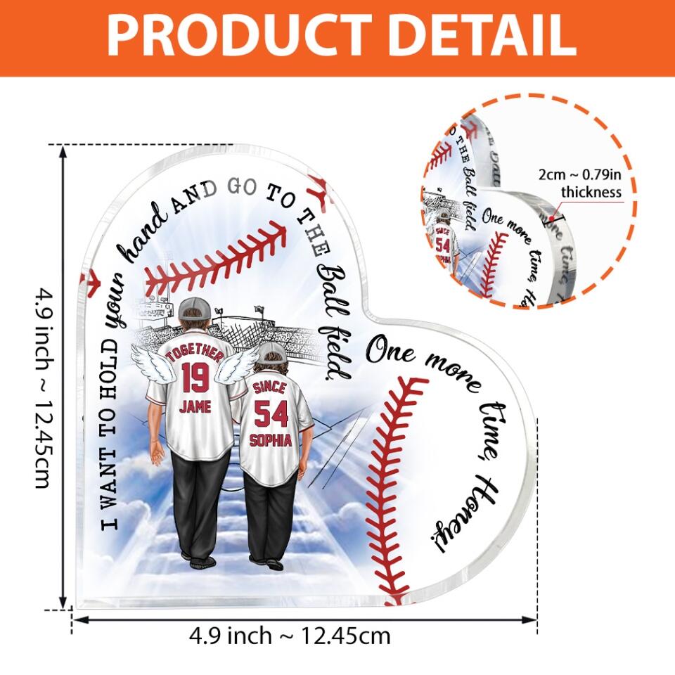 Personalized Baseball Couple Heart 2 Shaped Acrylic Plaque