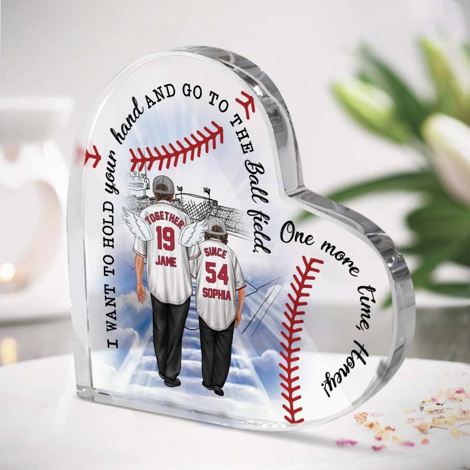 Personalized Baseball Couple Heart 2 Shaped Acrylic Plaque