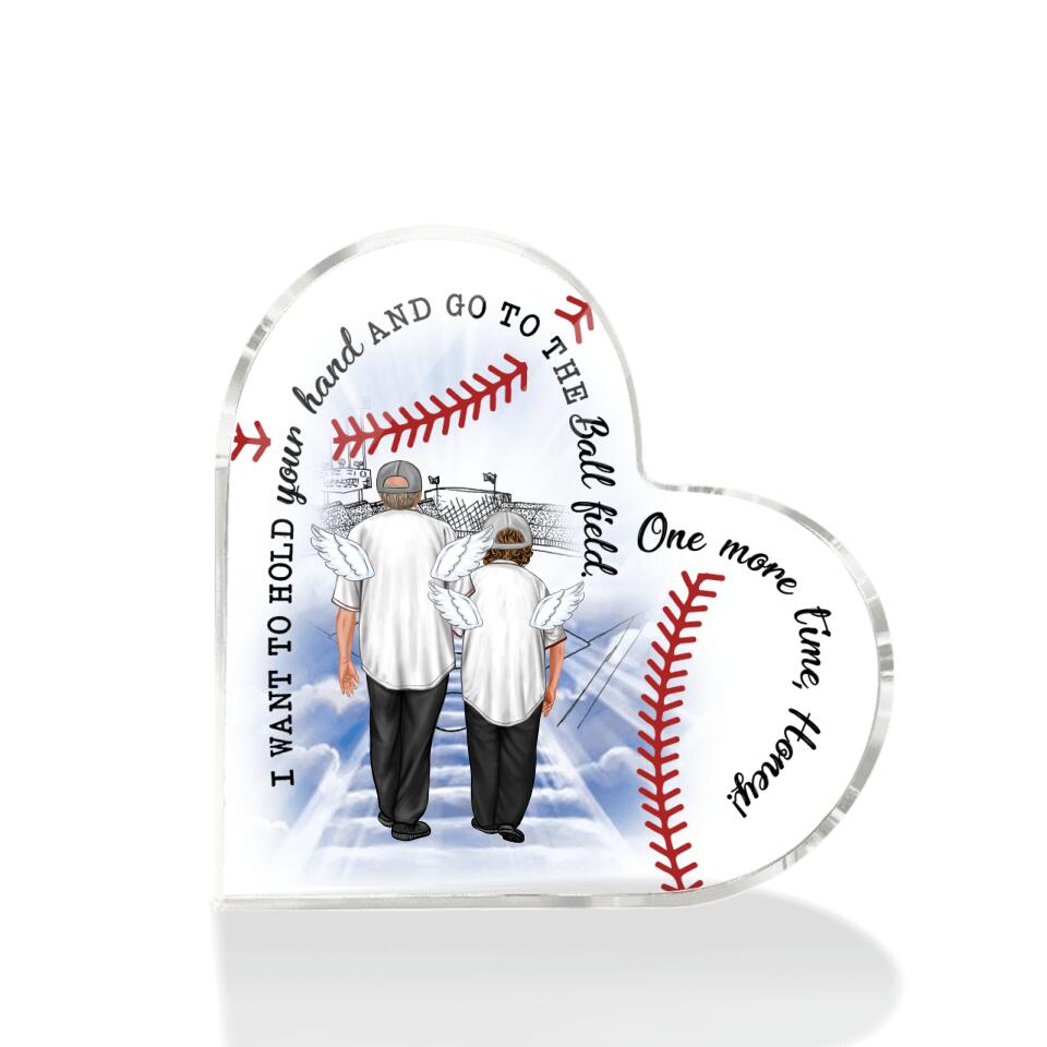 Personalized Baseball Couple Heart 2 Shaped Acrylic Plaque