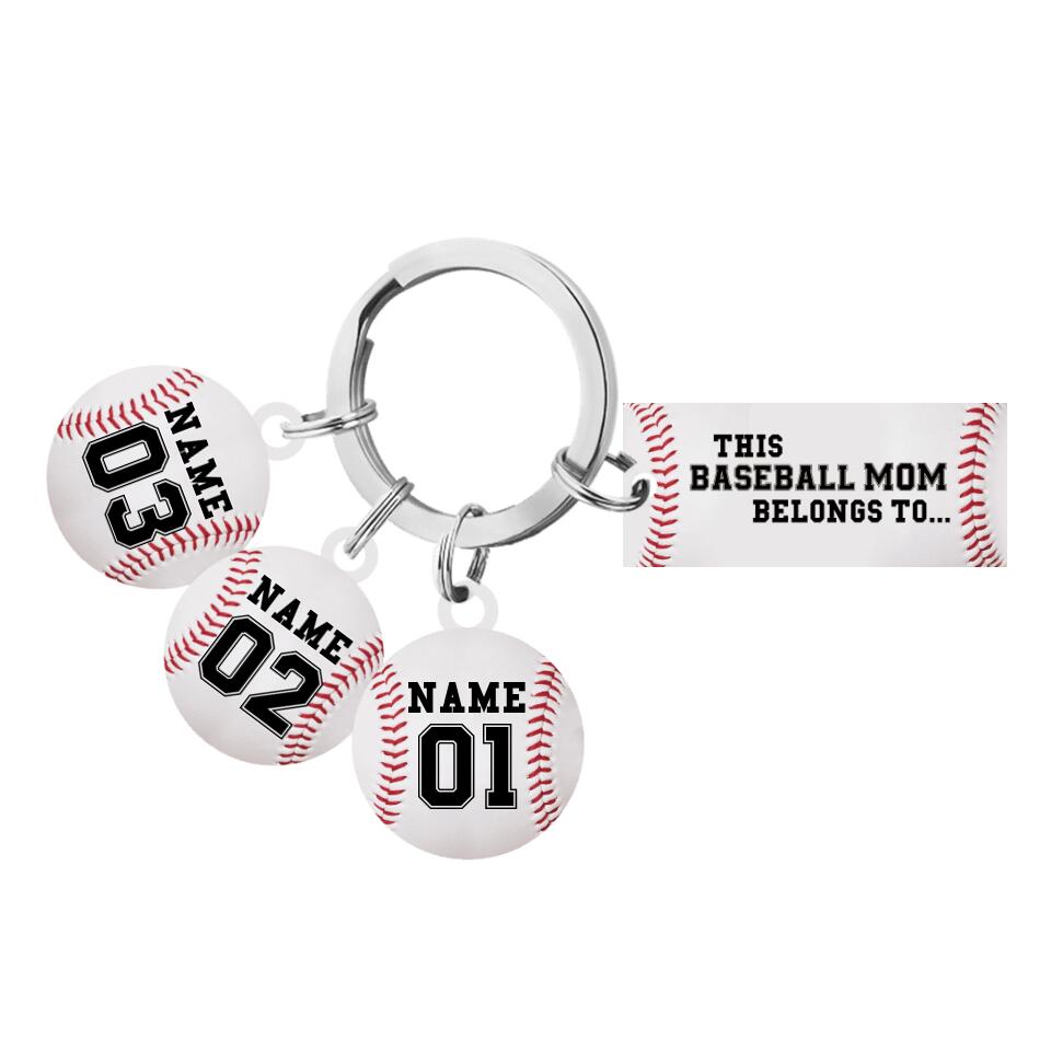Personalized This Baseball Mom Belongs To Multi Charm Keychain 1