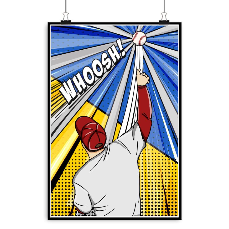 Baseball Player Throwing The Ball Retro Poster