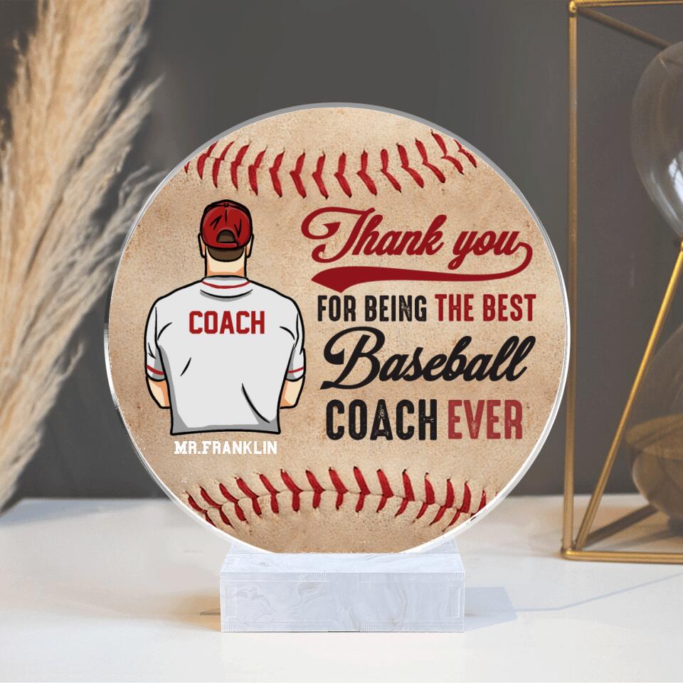 Thank You Baseball Coach Round Plaque