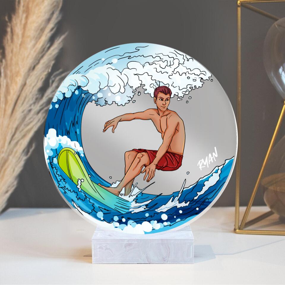Surfing Boy Round Plaque