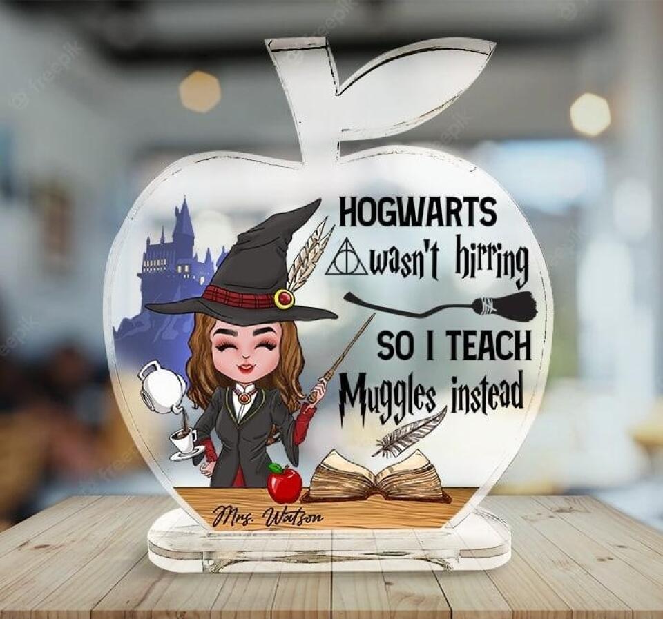 Wizard Teacher Hogwarts Not Hiring Apple Shaped Plaque