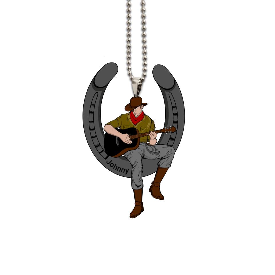 Cowboy Playing Guitar Shaped Ornament