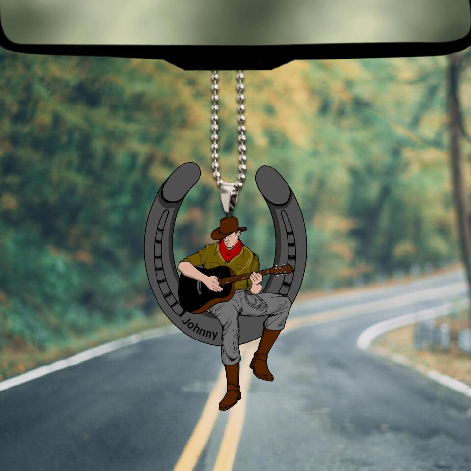 Cowboy Playing Guitar Shaped Ornament