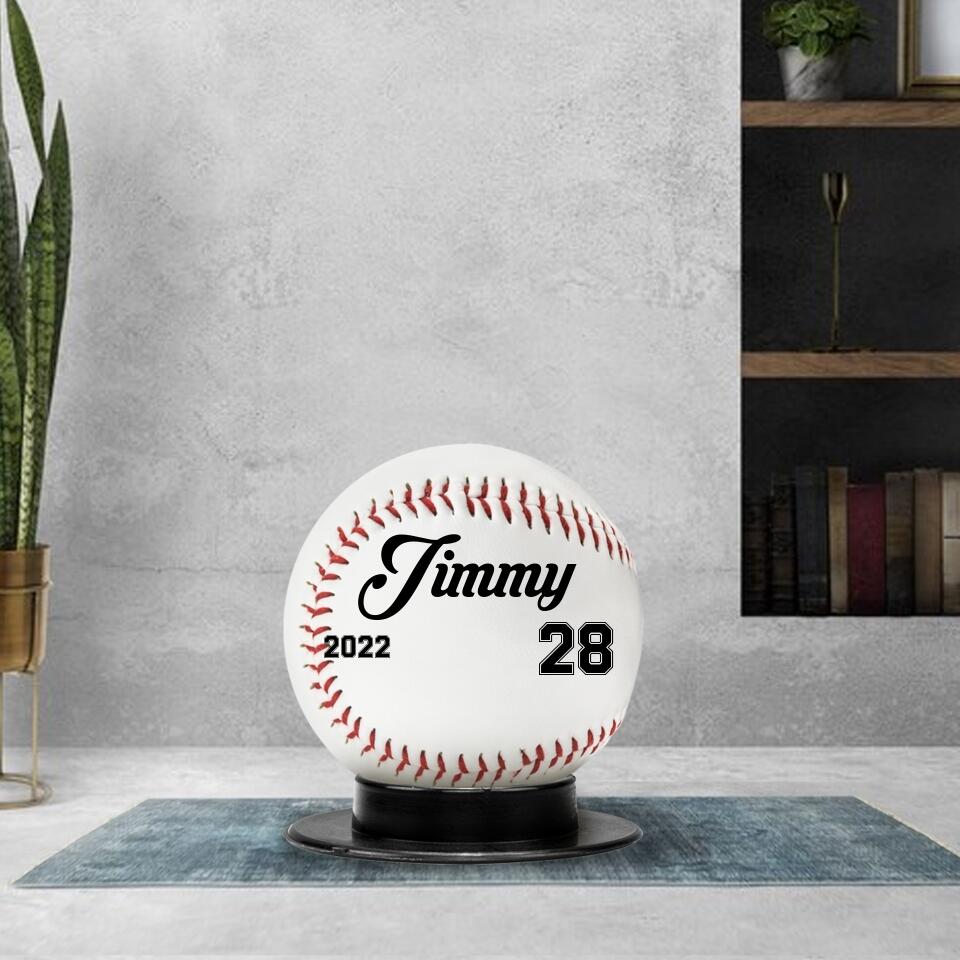 Baseball Pitcher Throwing Minimalist Illustration Display Ball Personalized Gift