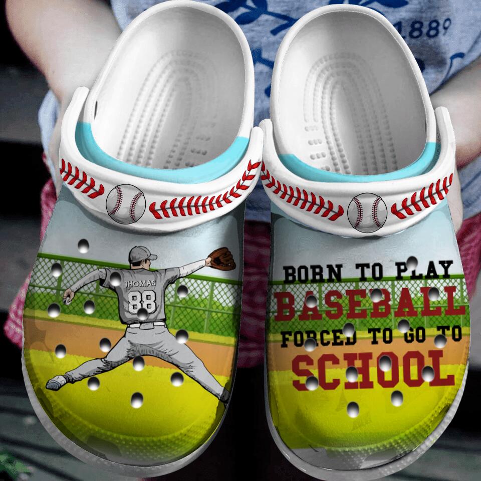 Baseball Born To Play Pitcher Throwing Personalized Classic Clogs