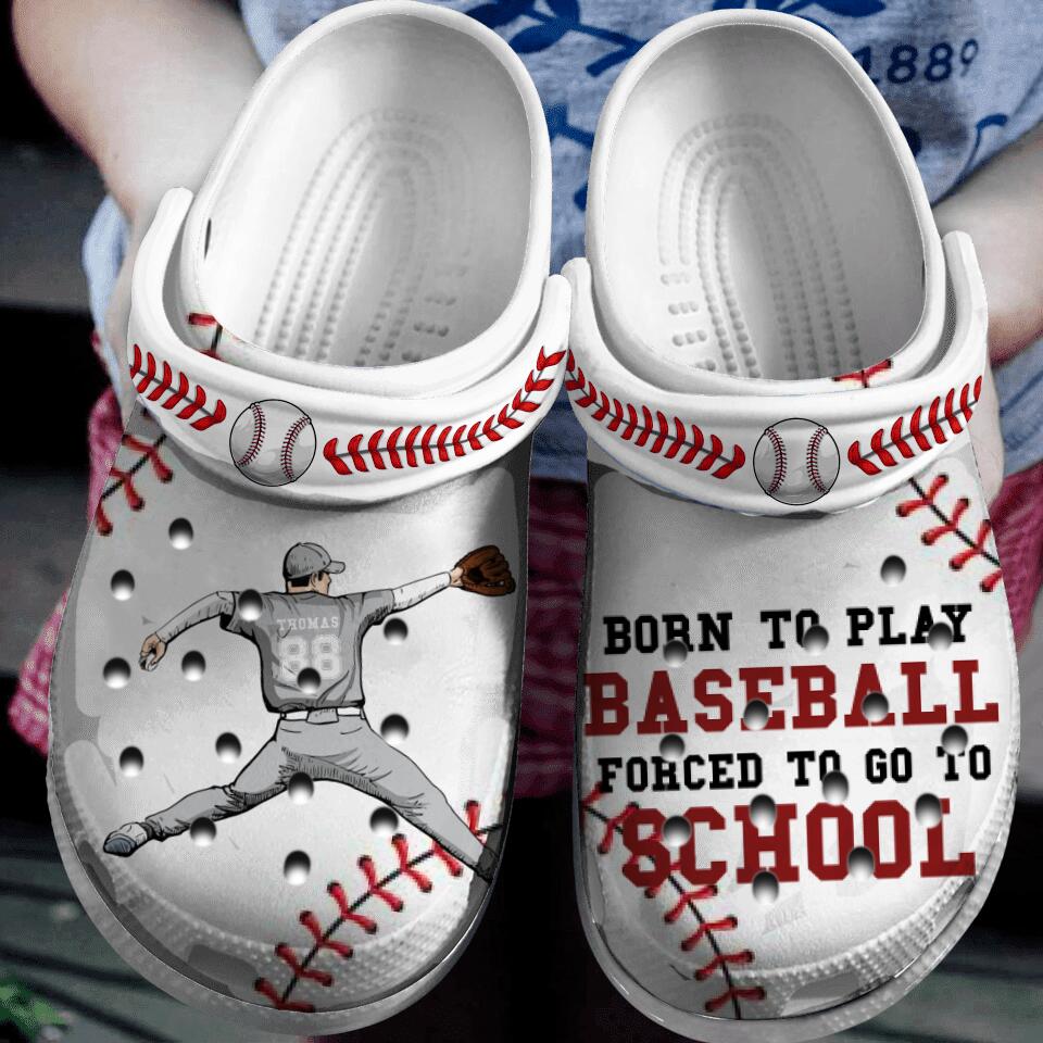 Baseball Born To Play Pitcher Throwing Personalized Classic Clogs 02
