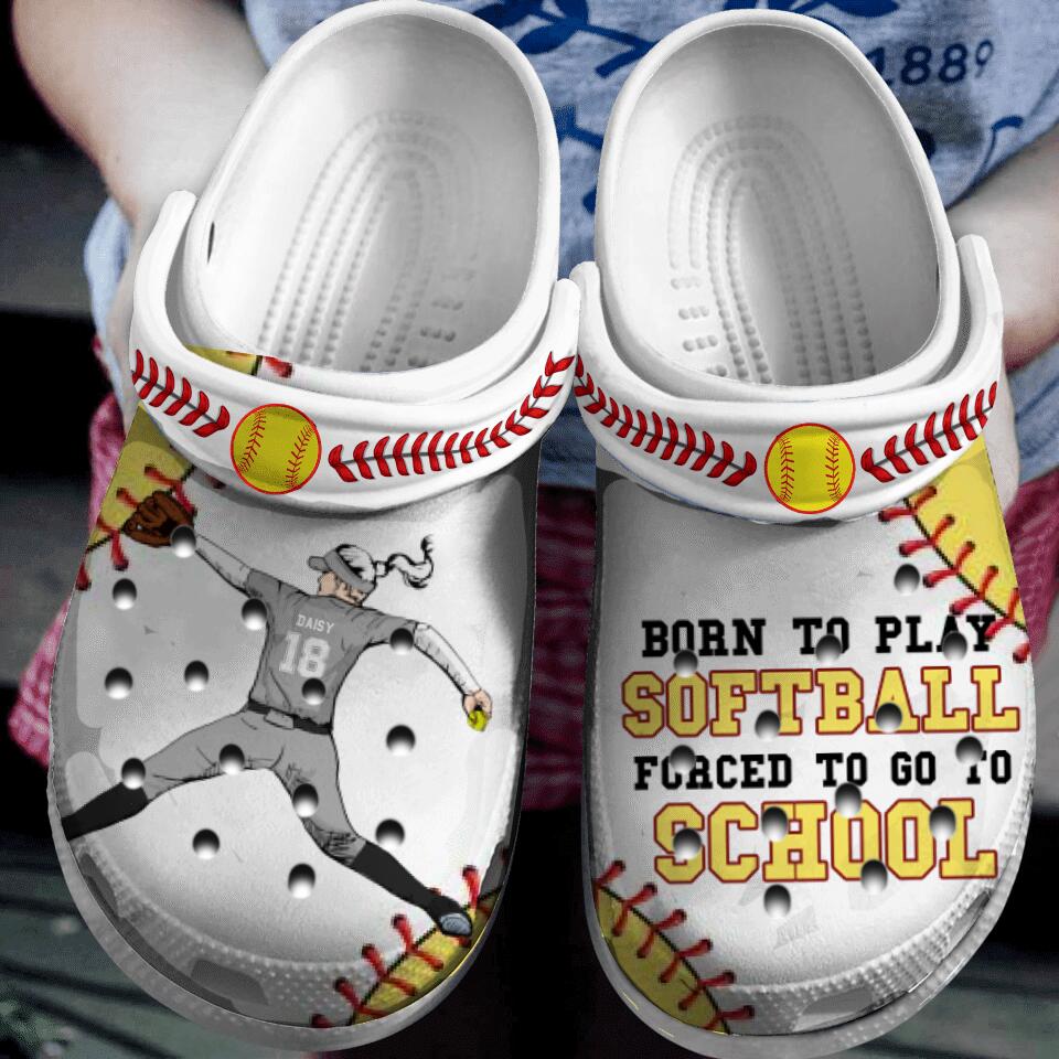 Softball Born To Play Pitcher Throwing Personalized Classic Clogs
