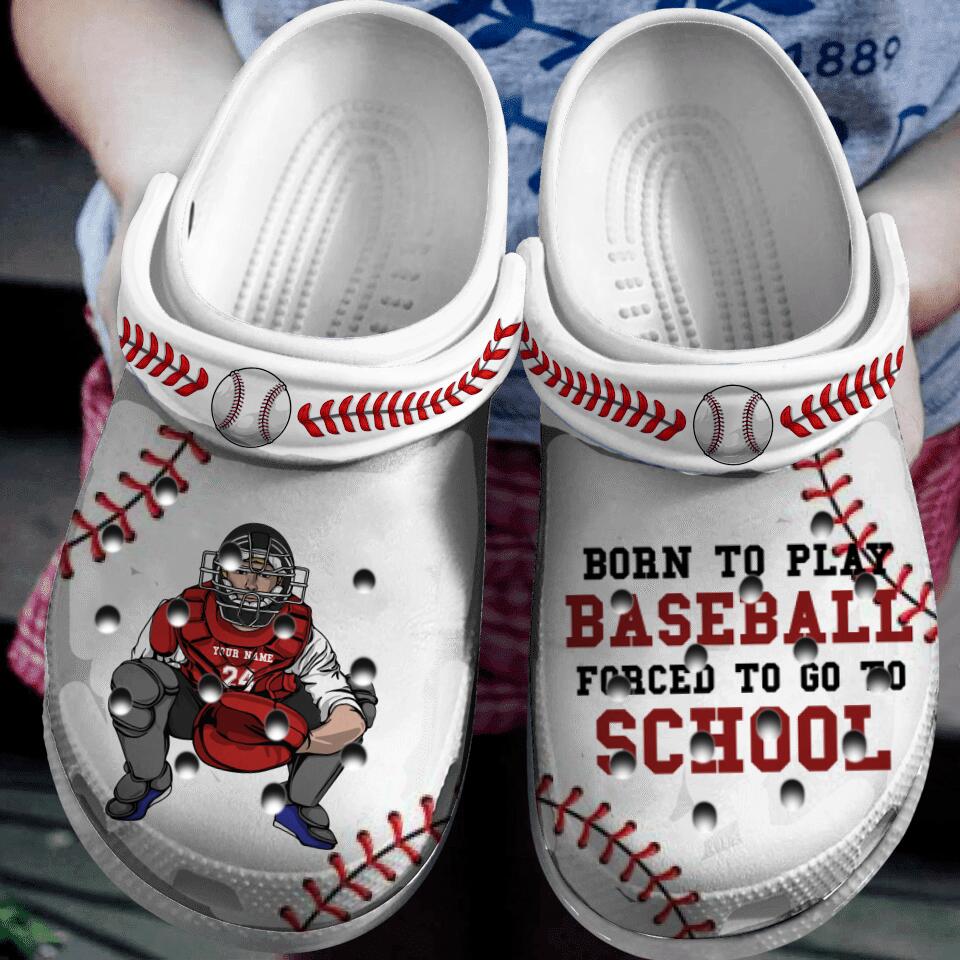 Baseball Born To Play Catcher Catching Personalized Classic Clogs