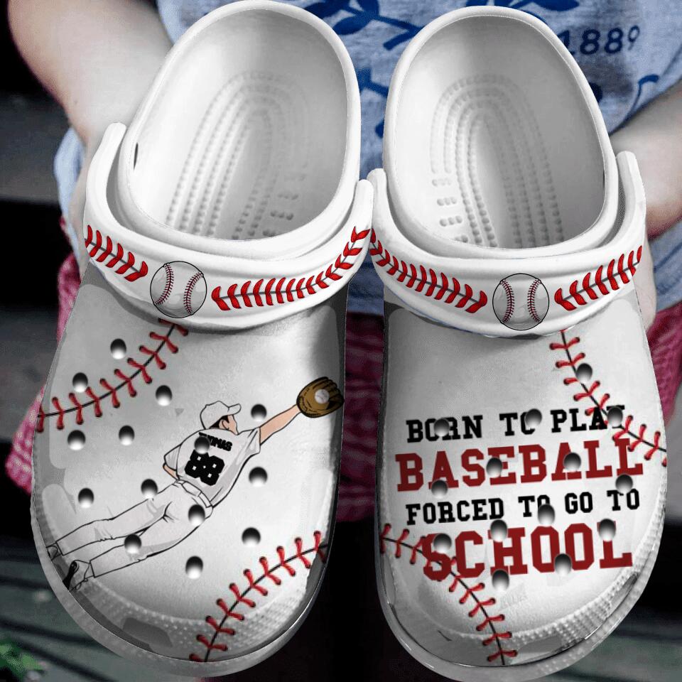 Baseball Born To Play Pitcher Catching Personalized Classic Clogs 02