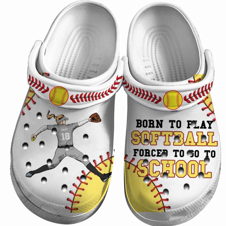 Softball Clogs Pitcher Throwing Born To Play Personalized Gifts