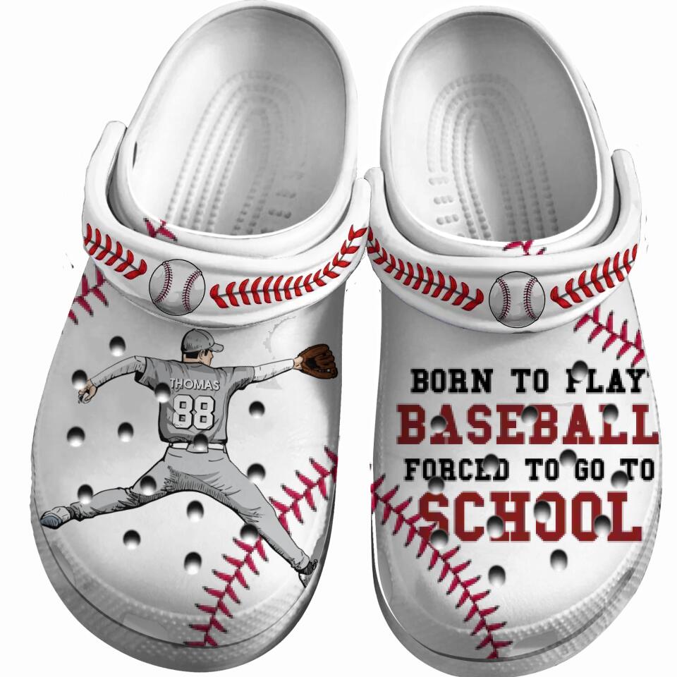 Baseball Clogs Pitcher Throwing Born To Play Personalized Gift