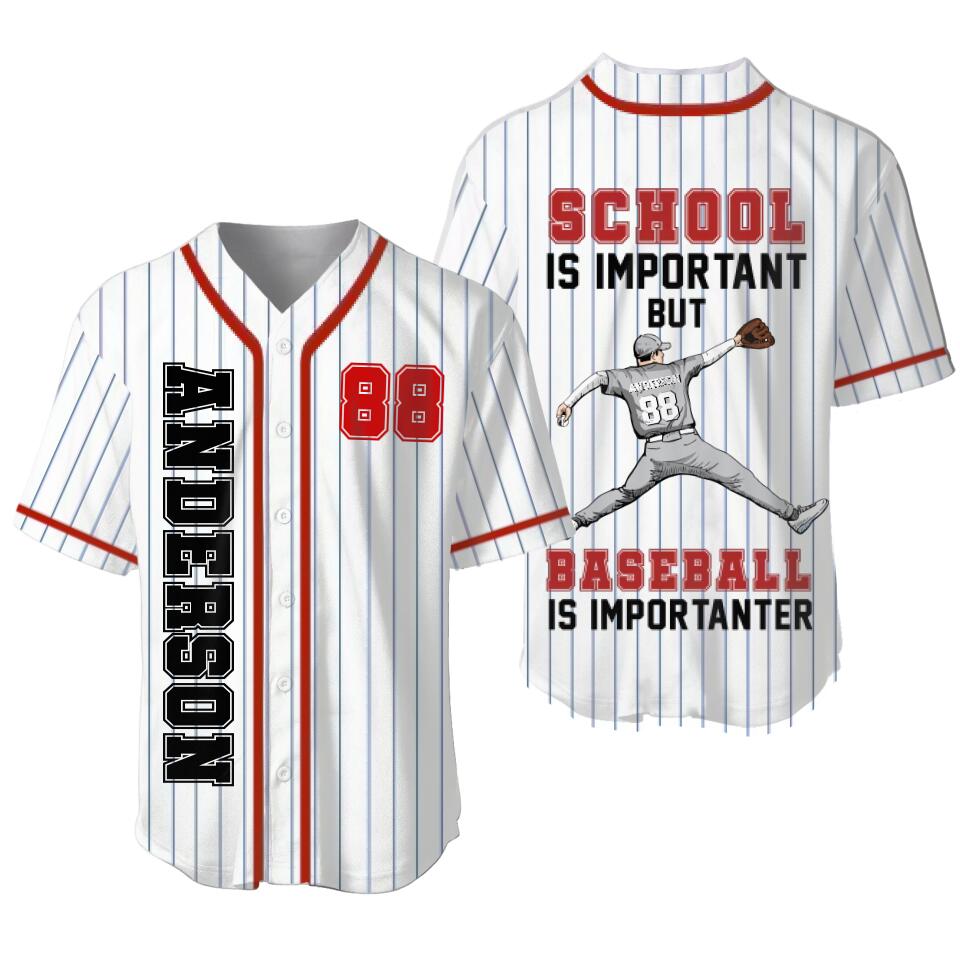 Baseball Jersey Pitcher Throwing School Is Important Personalized Gift