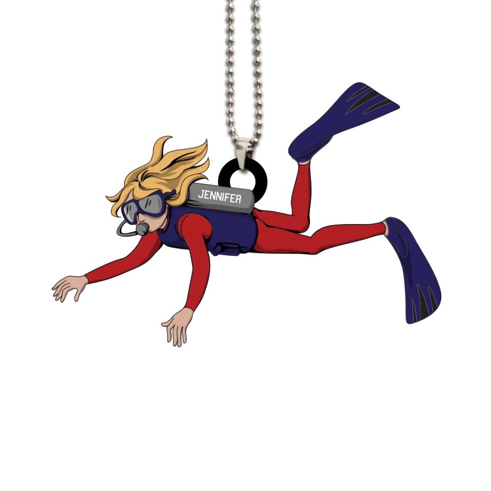 Scuba Diving Ornament Female 03 Personalized Gift