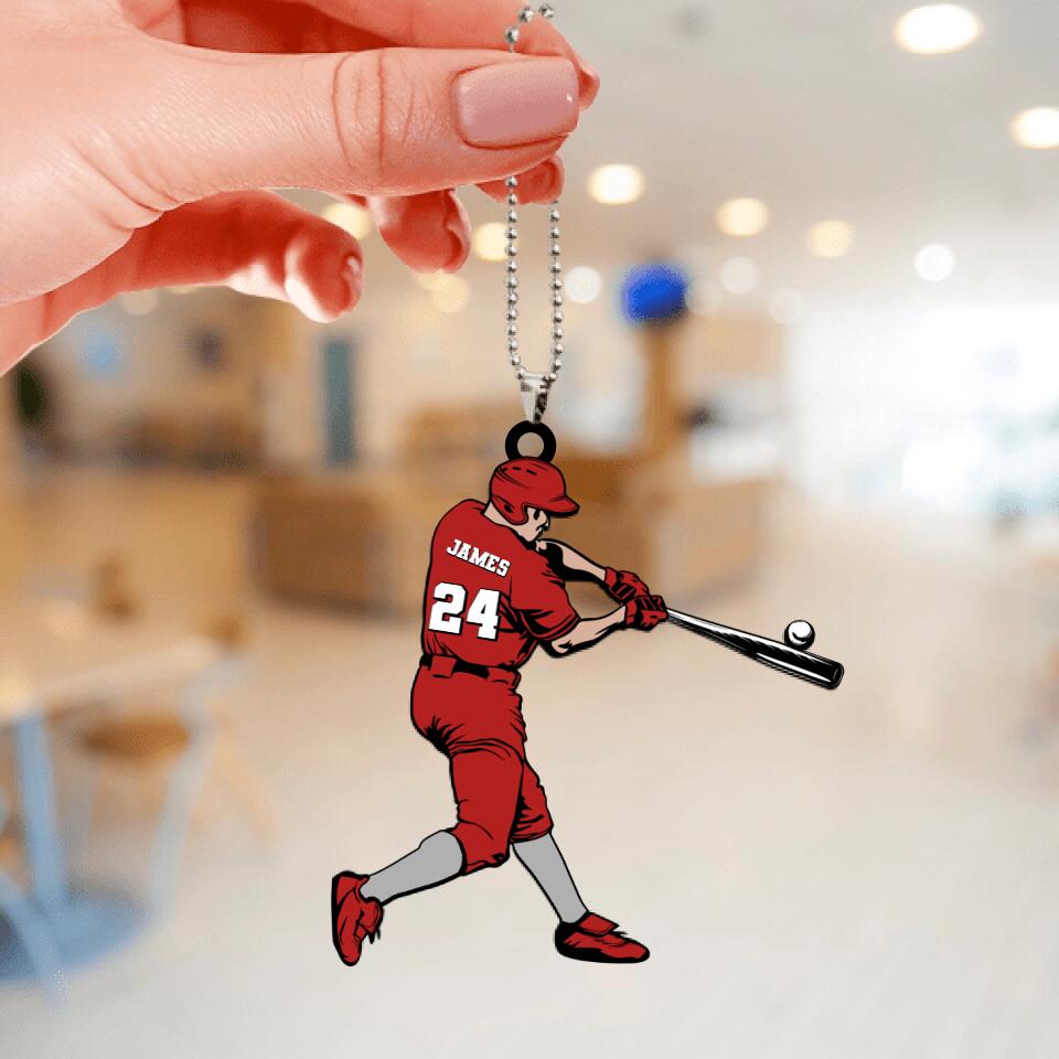 Baseball Ornament Player Swing Personalized  Gift
