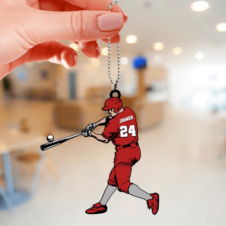 Baseball Ornament Player Swing Personalized  Gift