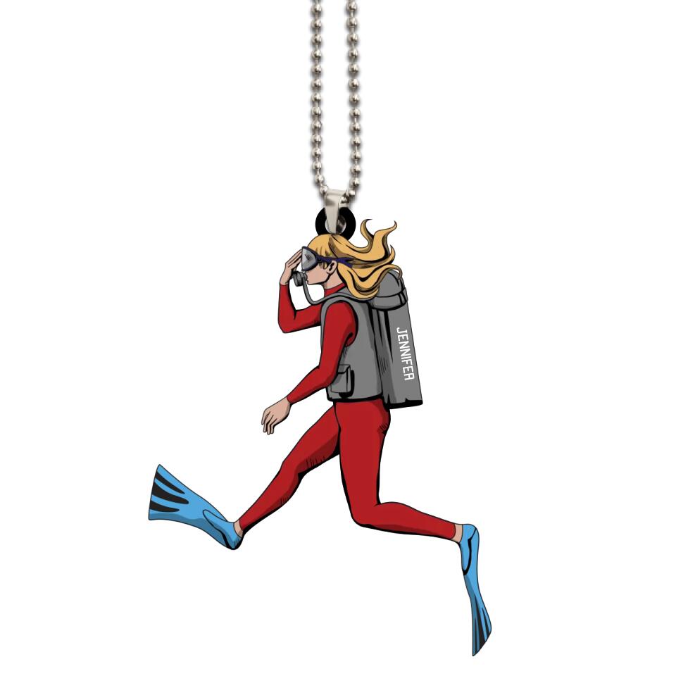 Scuba Diving Ornament Female Diver 02 Personalized Gift