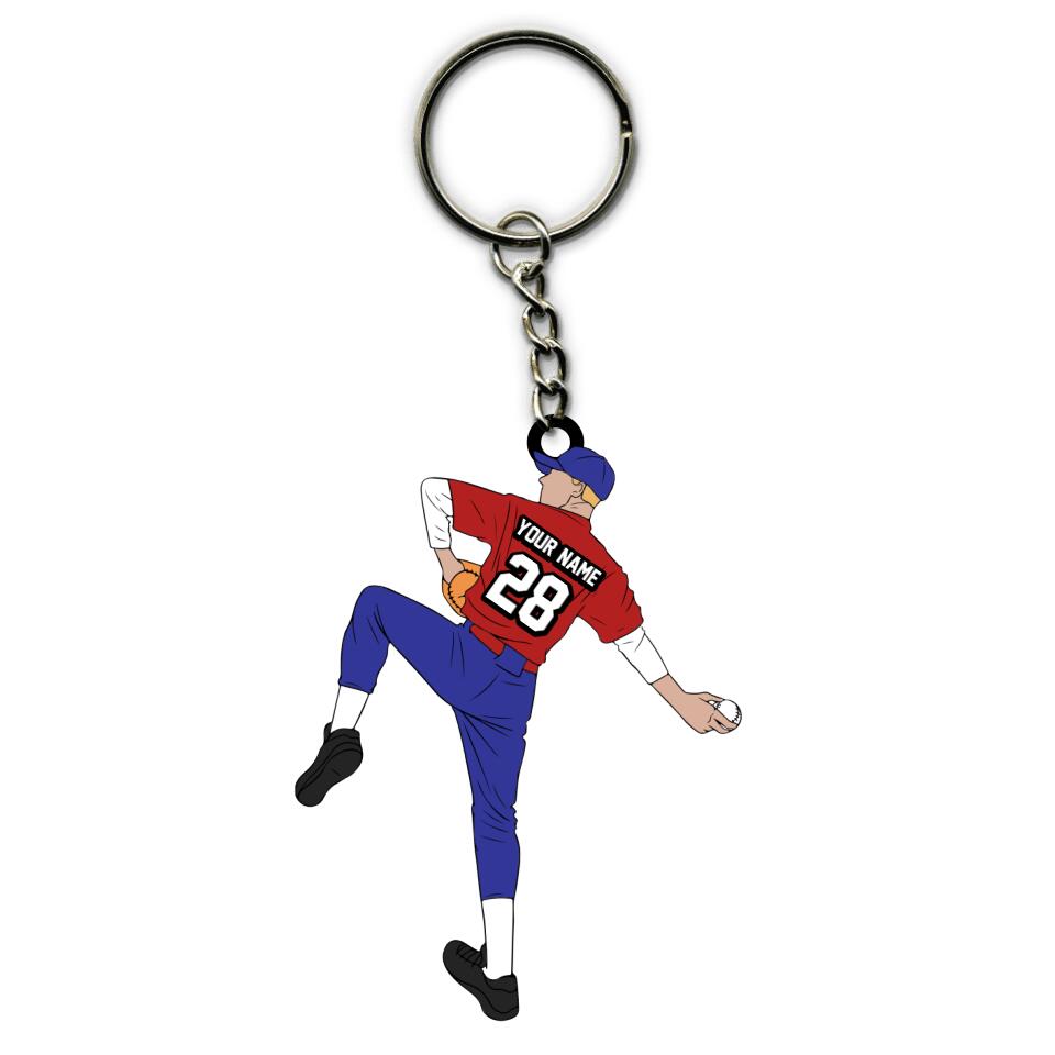Baseball Keychain Pitcher Boy Throwing 02 Personalized Sport Gift