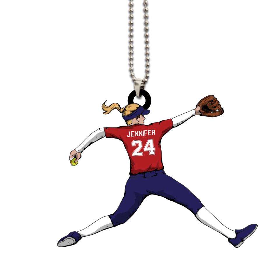Softball Ornament Pitcher Throwing 01 Personalized Sport Gift