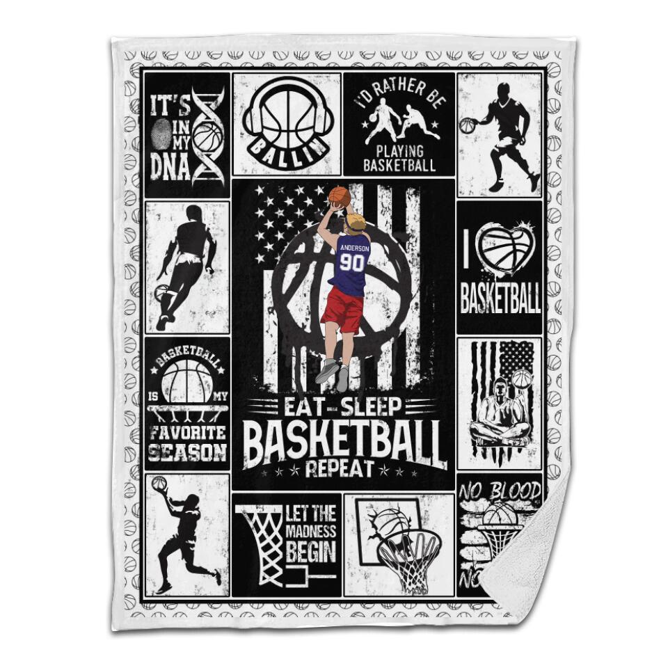 Basketball Sherpa Blanket Jump Back White Version