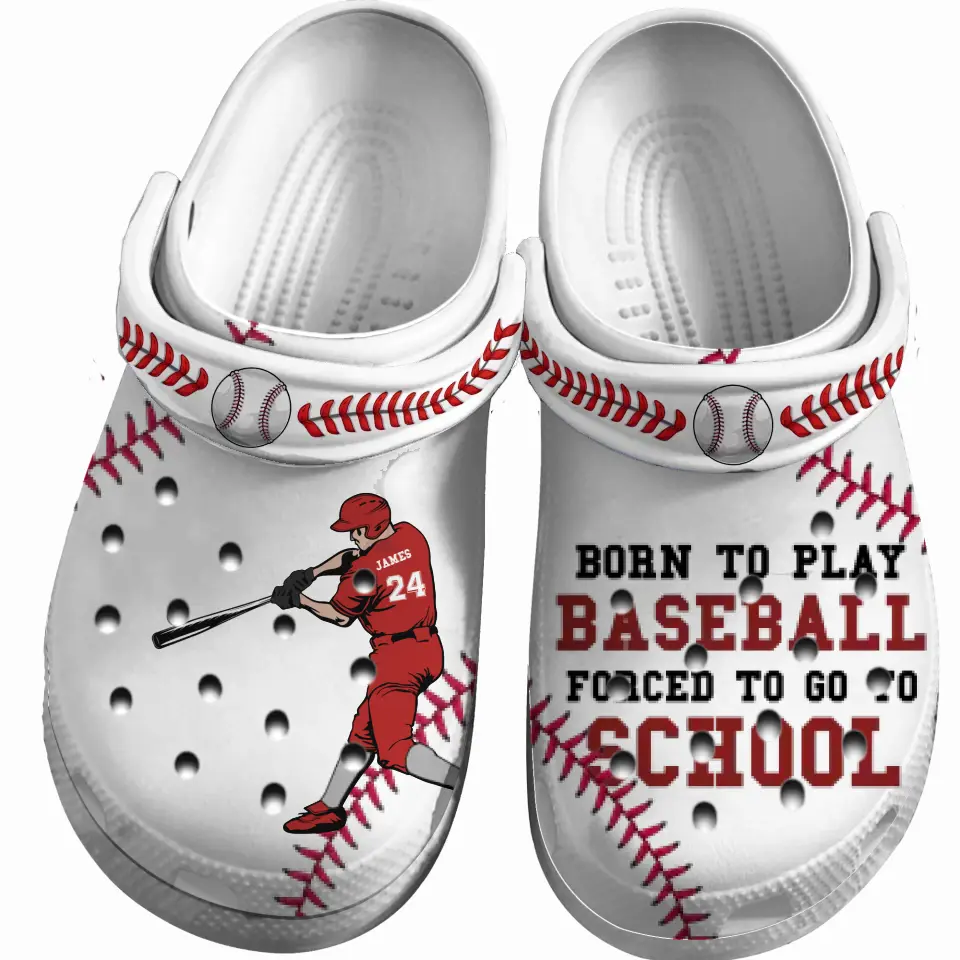 Baseball Clogs Battle Swinging Born To Play Personalized Gift