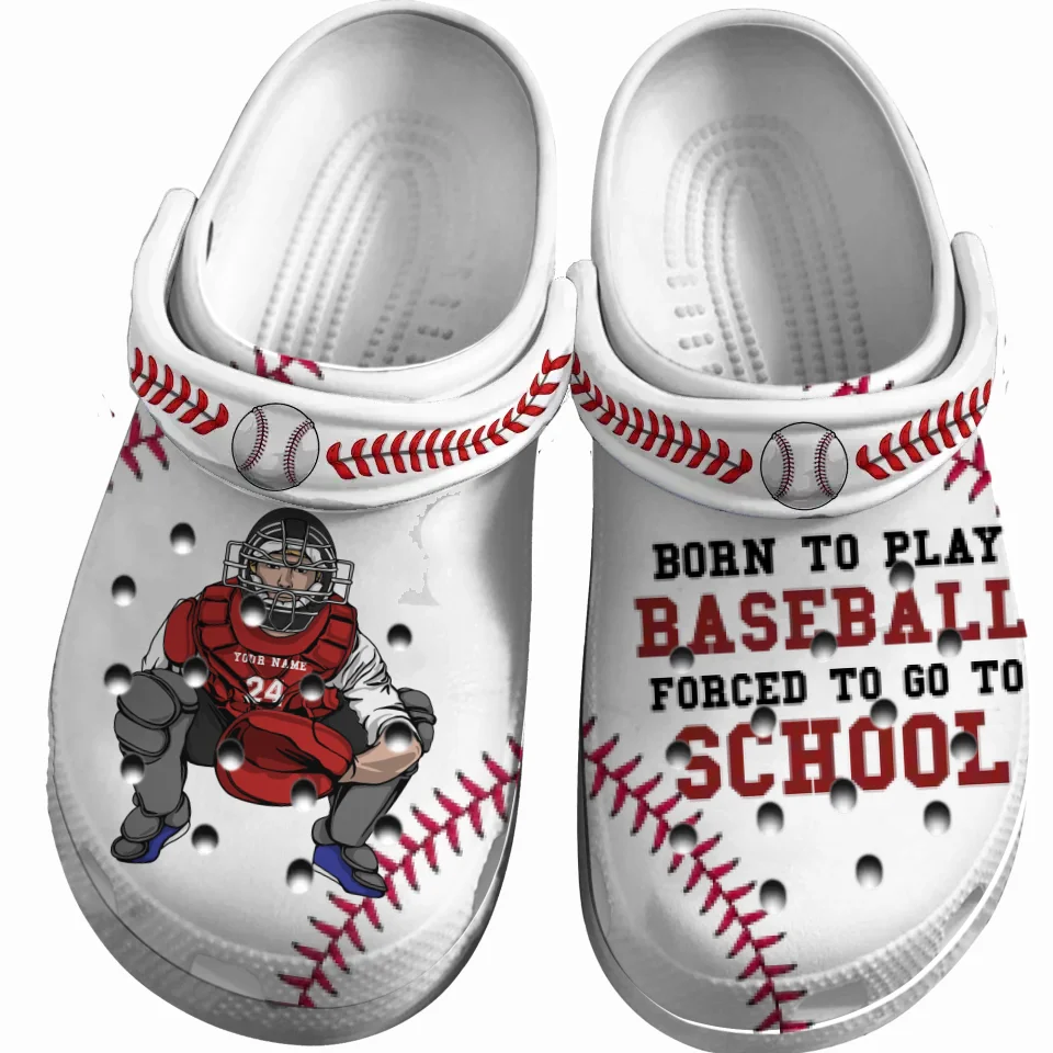 Baseball Clogs Catcher Catching Born To Play Personalized Gift