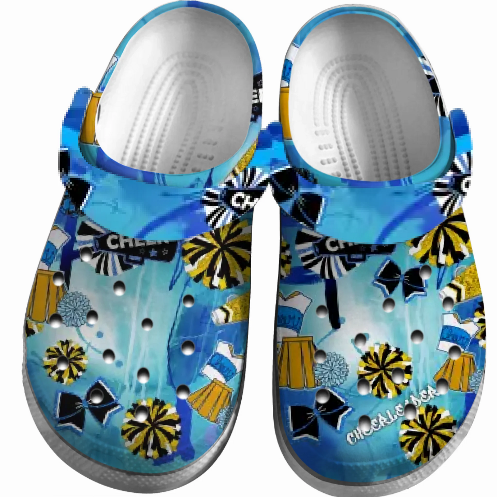 Cheerleading Clogs Graffiti Art 01 Gold Blue Version Personalized Gift