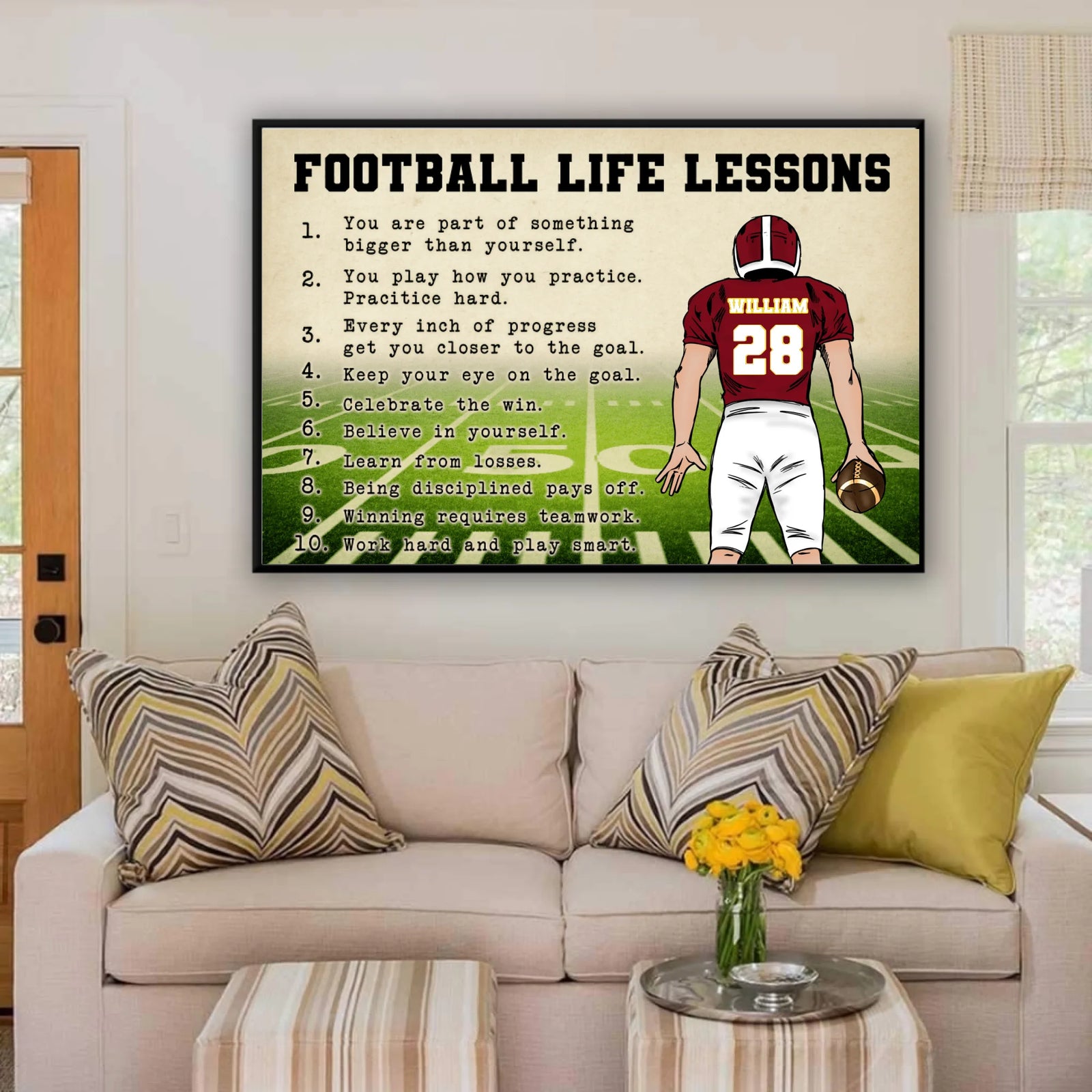 Personalized Football Life Lessons Poster